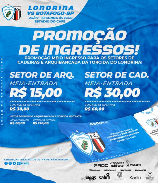 Promoção de ingressos para o jogo contra o Botafogo-SP